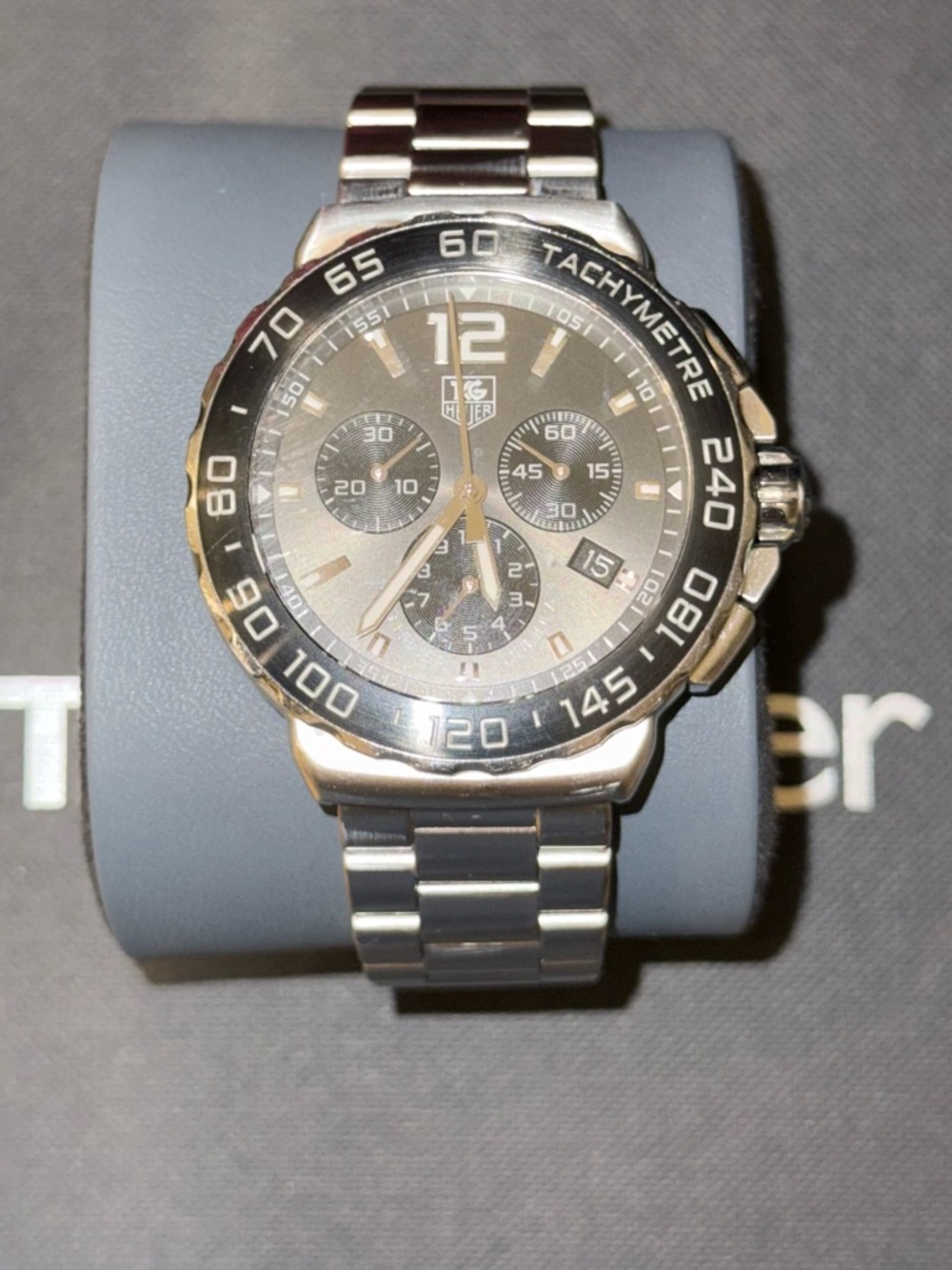 Tag Heuer Silver Stainless Steel Chronograph with Black Dial - Picture 5 of 6